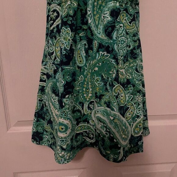 Land’s End Size 4 Tankini Bikini Mini Dress Paisley Print Green Black - Picture 4 of 7